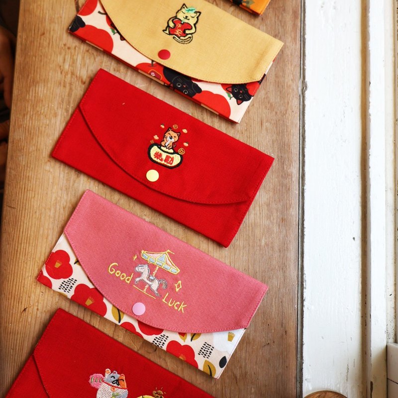 【red envelope】多用途ポチ袋 / 通帳ケース - ご祝儀袋・ポチ袋 - コットン・麻 レッド