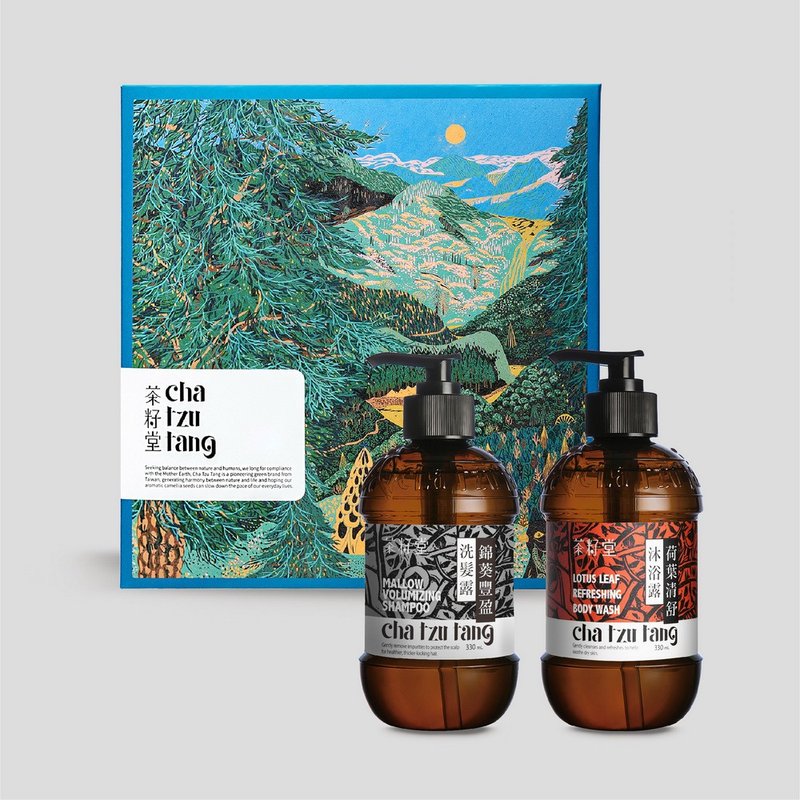 茶籽堂 年度版畫禮盒(穹蒼藍) 錦葵&荷葉呵護一身雙入組 - 沐浴乳/沐浴用品 - 植物．花 粉紅色