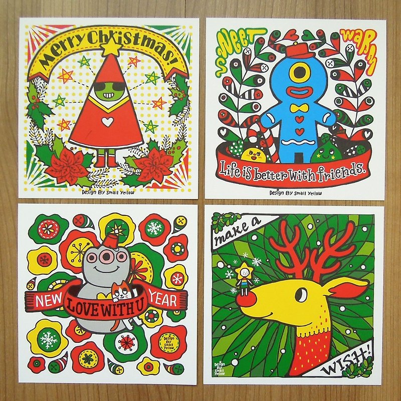 yPlanet_Christmasカードセット4枚 - カード・はがき - 紙 レッド