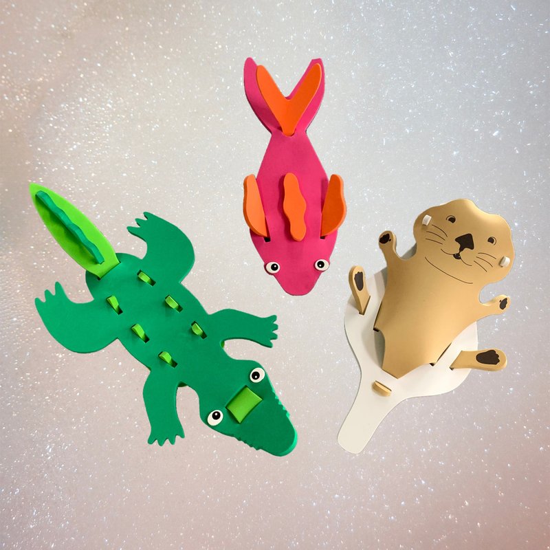 安全 MIT 3D立體動物組合 享受DIY樂趣 (鱷魚/水獺/魚) - 寶寶/兒童玩具/玩偶 - 其他材質 多色