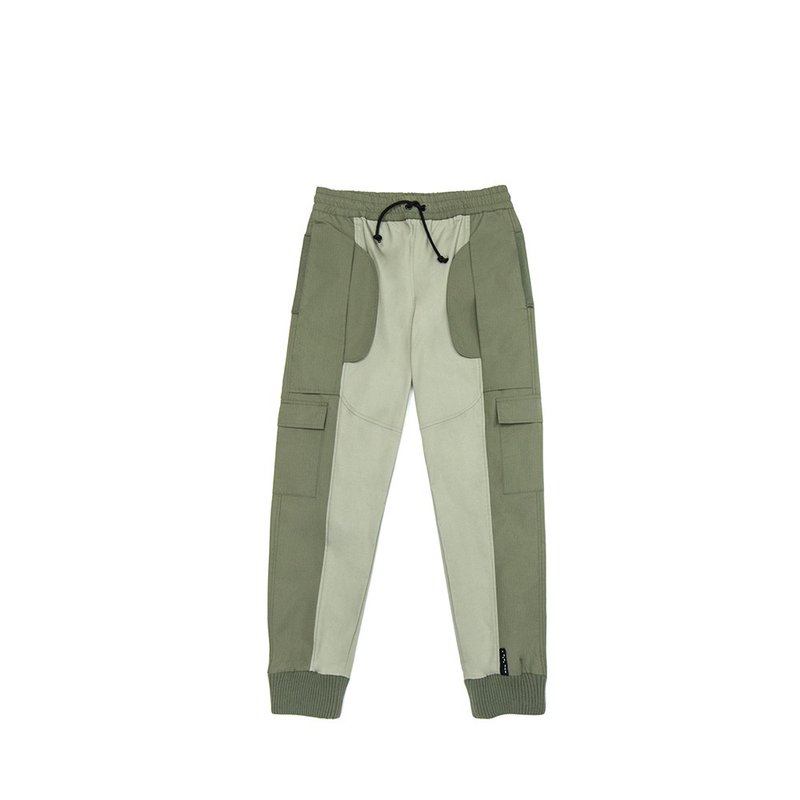 Ribbed shrink casual pants-dark green - กางเกงขายาว - ผ้าฝ้าย/ผ้าลินิน 