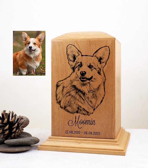 plankdeco 定制寵物骨灰盒 定制骨灰盒 紀念品木盒 狗紀念 雕刻 狗