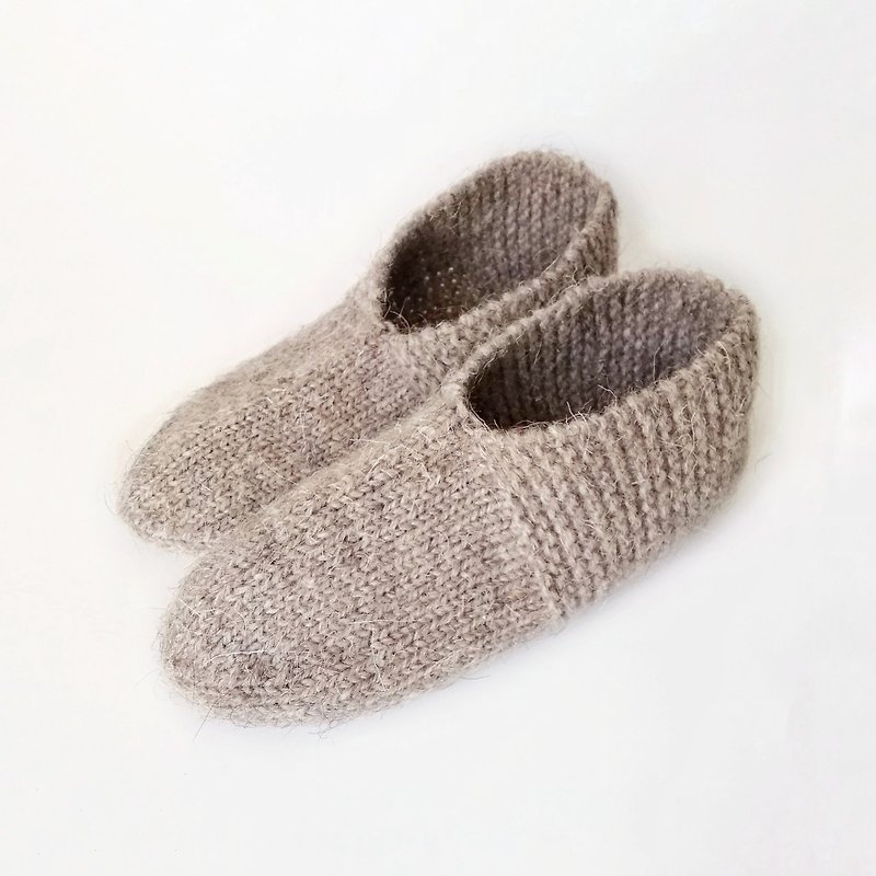 Hand-Knitted Woolen Home Socks-Slippers for Women in Warm Natural Sheep's Wool. - Slippers - Wool 