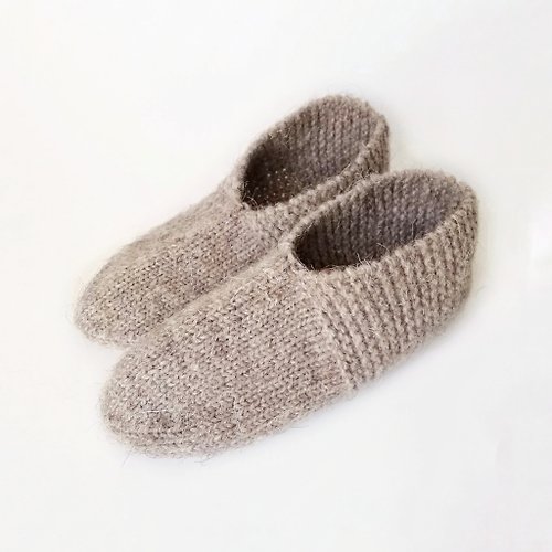 bunnyoksunny Hand-Knitted Woolen Home Socks-Slippers for Women in Warm Natural Sheep's Wool.