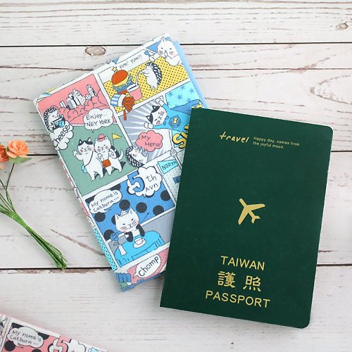 珠友文化 Chuyu Culture Chuyu 台灣花布護照套/護照包/護照夾-漫遊紐約貓咪