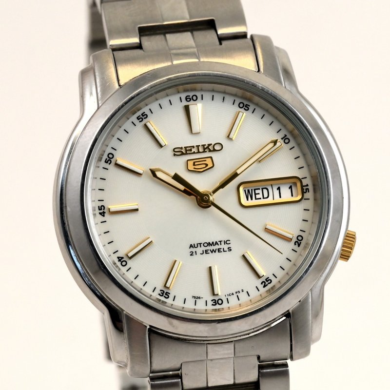 SEIKO 5 自動巻 男性用腕時計 Day/Date 21 Jewels Ref.7S26-03S0 Cal.7S26C 海外モデル - 男錶/中性錶 - 不鏽鋼 