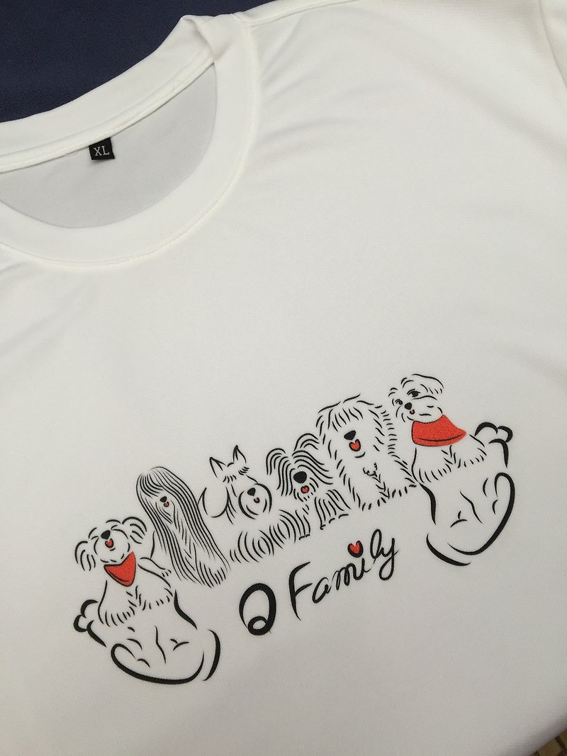 QファミリースウェットショートT  - 犬の家族 - Tシャツ メンズ - ポリエステル ホワイト