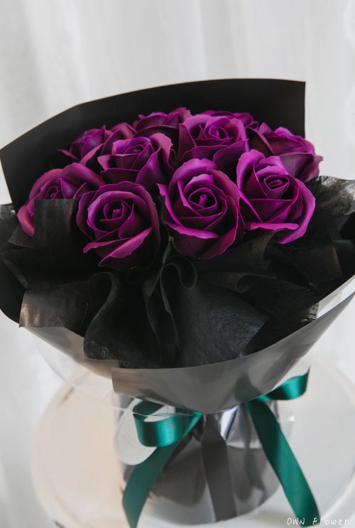 OWN Flower花藝設計 紫玫瑰花束/香皂花束/生日花束/情人節花束/告白小花束/永生花束