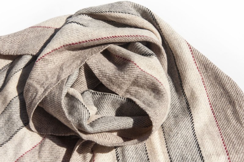 Cashmere / Knitted Scarf / Pure Wool Scarf / Wool Shawl - Thick Stripe - Knit Scarves & Wraps - Wool Multicolor