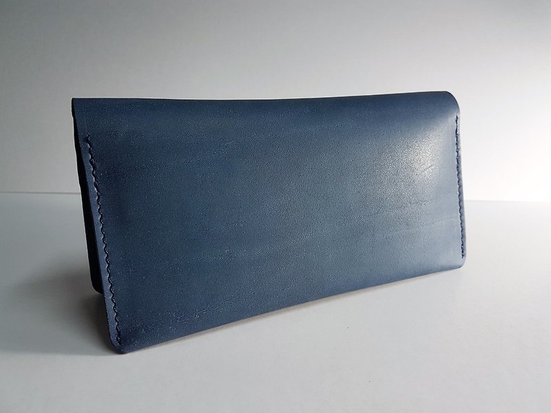Armas buffalo leather long clip/customizable - กระเป๋าสตางค์ - หนังแท้ สีน้ำเงิน