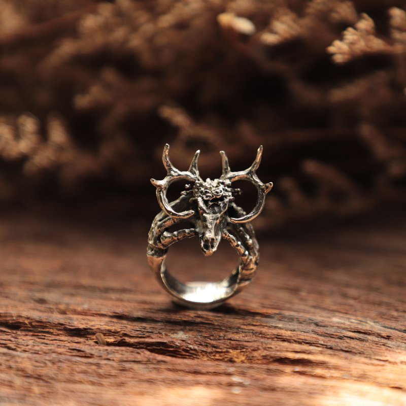 Deer Skull Ring for women made of sterling silver 925 Bohemian style - General Rings - Sterling Silver Silver