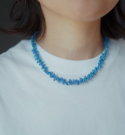 流光百貨 深藍色串珠短項鍊vintage飾品項鍊母親節 禮物