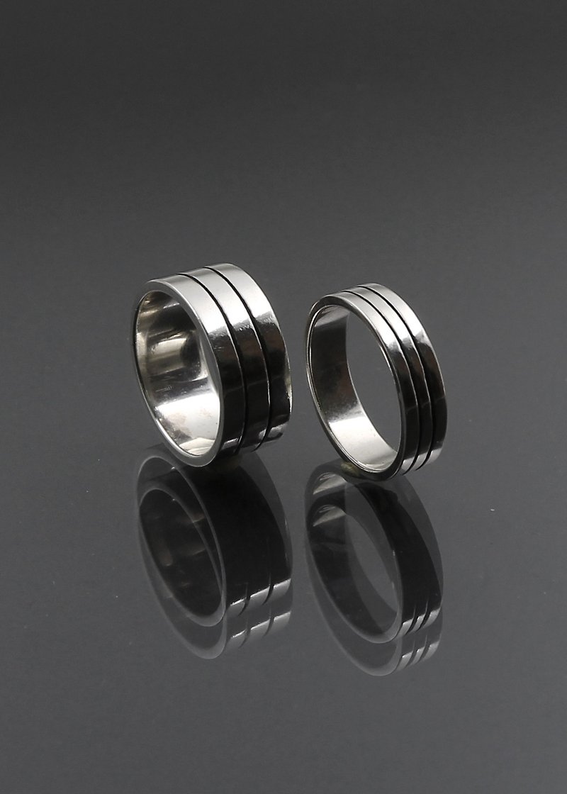 -Encounter-Pair Ring / Ring Ring - Couples' Rings - Sterling Silver Silver