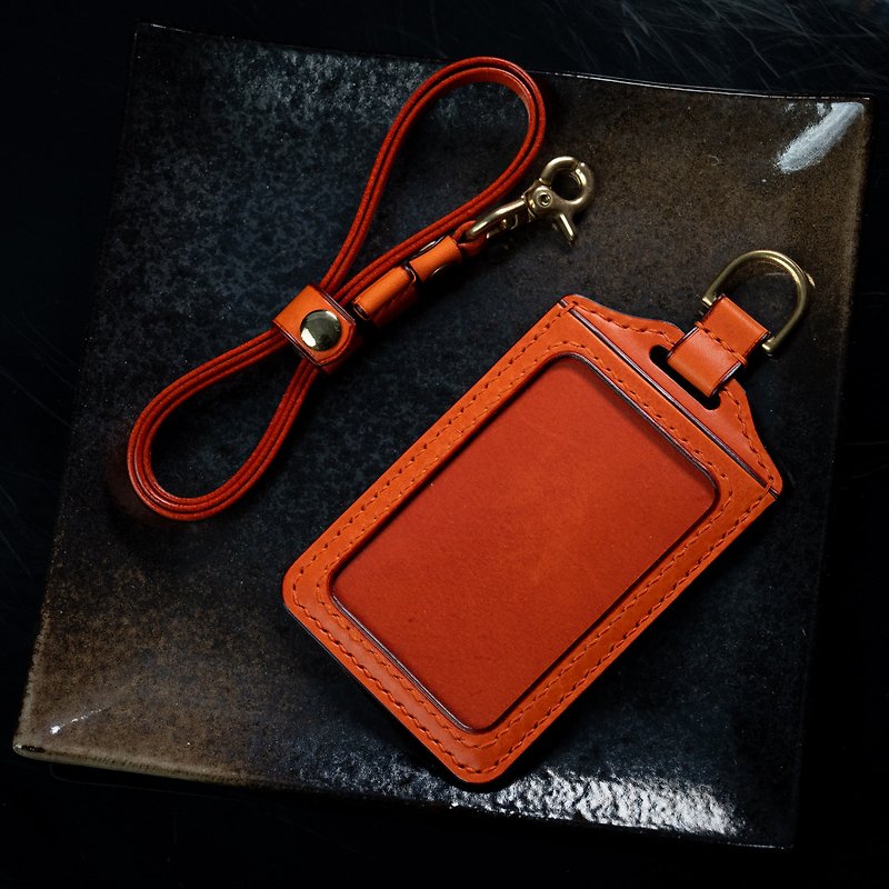 Orange straight ID card holder Easy Card identification card ID card holder Hermès Orange - ID & Badge Holders - Genuine Leather Orange