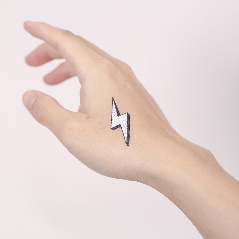 Lightning Silver Tattoo Sticker 2pcs - Temporary Tattoos - Paper Silver