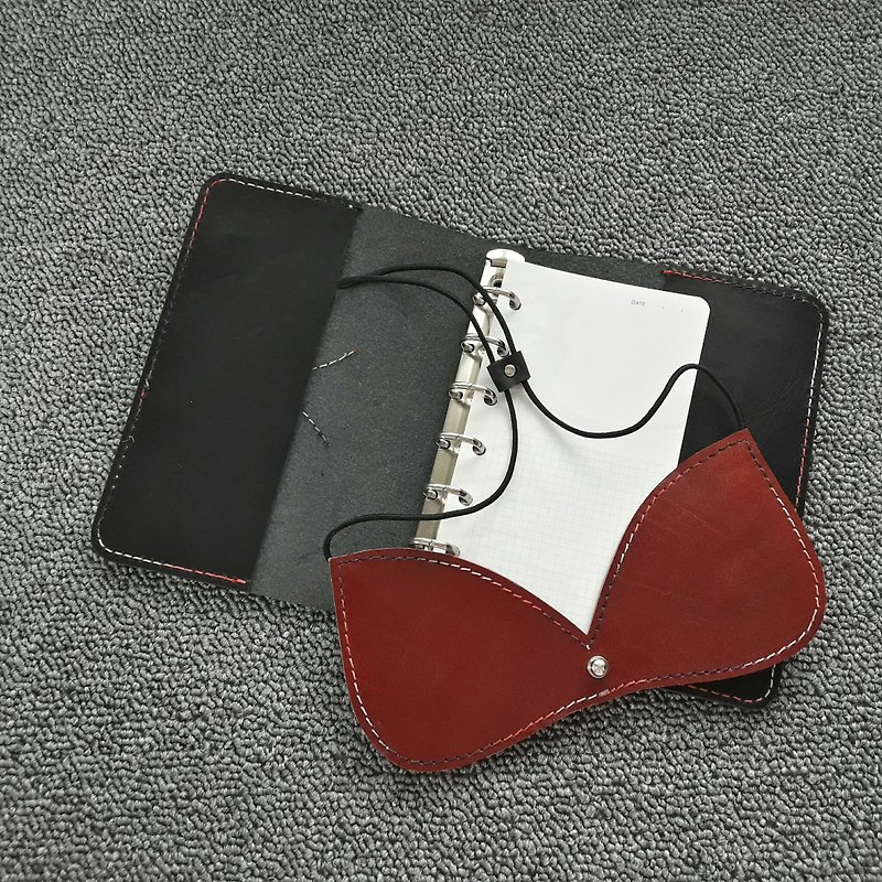 Leather hand for blush heartbeat Bikini bikini notebook notebook hand handbook - สมุดบันทึก/สมุดปฏิทิน - หนังแท้ สีดำ