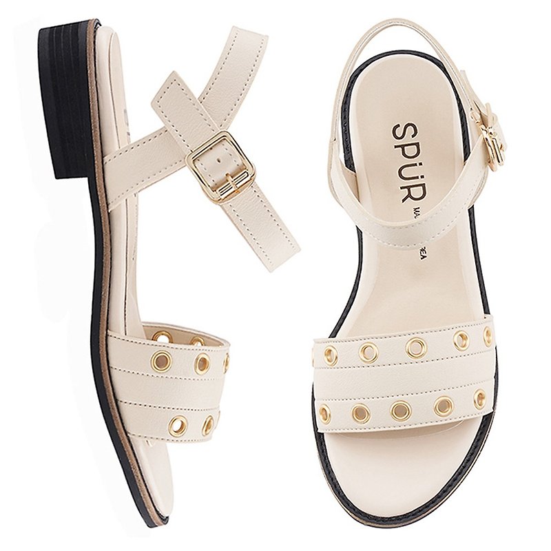 PRE-ORDER – SPUR Eyelet adornment MS7054 IVORY - Sandals - Faux Leather 