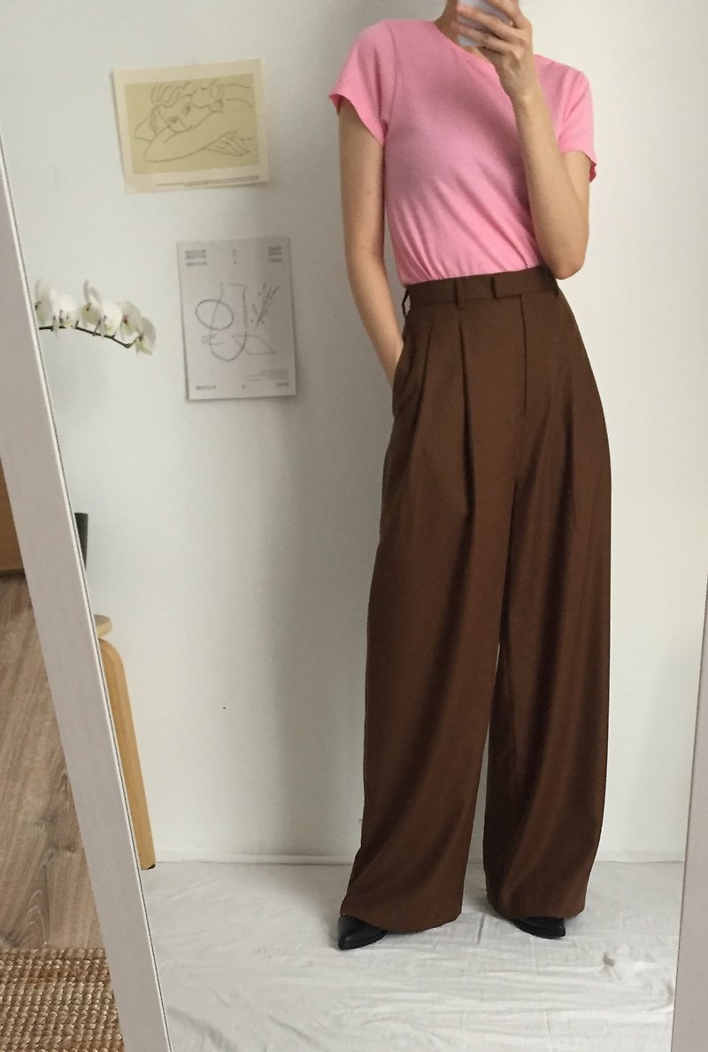Sigmund Trousers clean tailored suit, wool wide trousers, hazelnut color Out of stock, other colors can be ordered - Women's Pants - Wool 