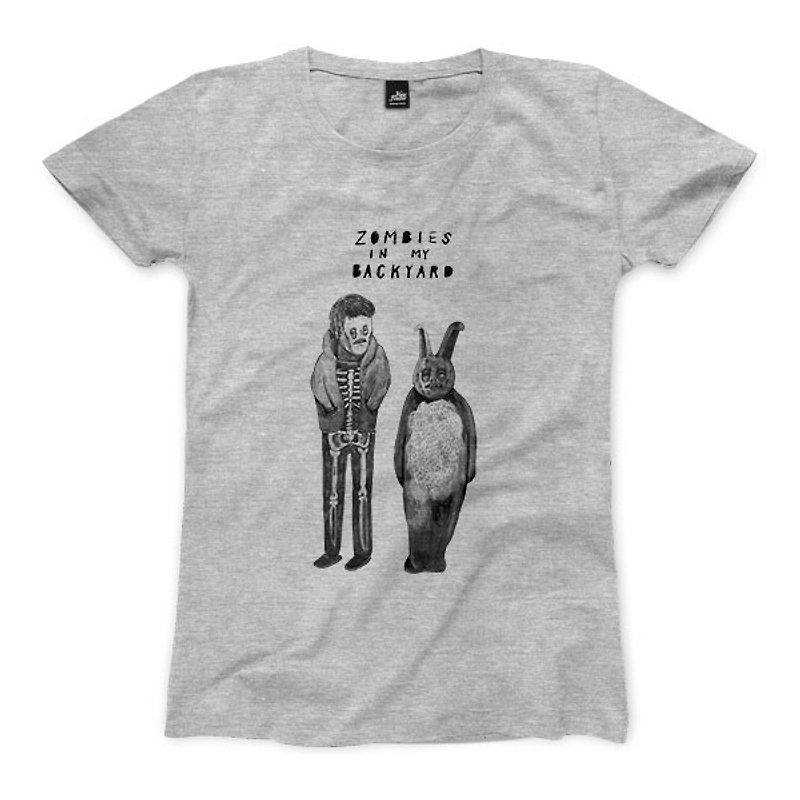 Donnie & Frank - Deep Gray - Women's T-shirt - เสื้อยืดผู้หญิง - ผ้าฝ้าย/ผ้าลินิน สีเทา