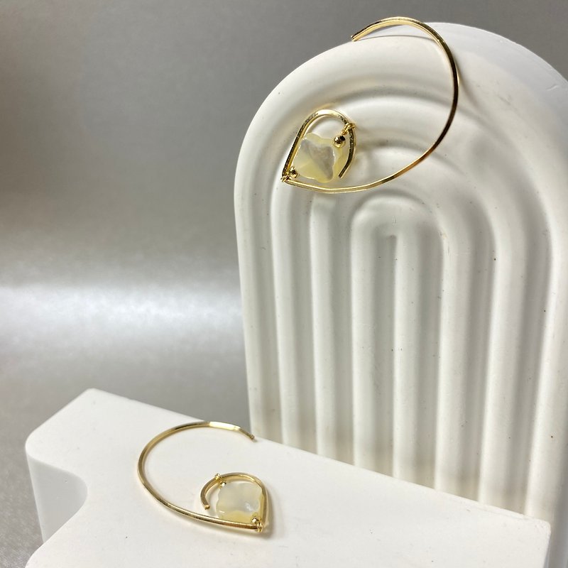 Red agate stone heart symbol ear hook earrings - Earrings & Clip-ons - Jade 