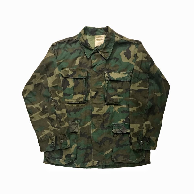 70s vintage US Army Camo Jacket 公發美軍四口袋迷彩外套 - 男裝外套/大衣 - 棉．麻 綠色