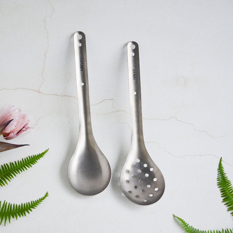 Pure Titanium Spoon/ Titanium Colander (choose 2) - Ladles & Spatulas - Other Metals Silver