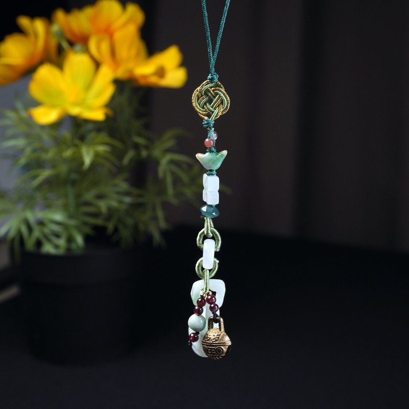 【願‧平安】多寶翡翠設計款編織吊飾 | 天然緬甸翡翠A貨 | 送禮 - 吊飾/掛飾 - 玉石 多色