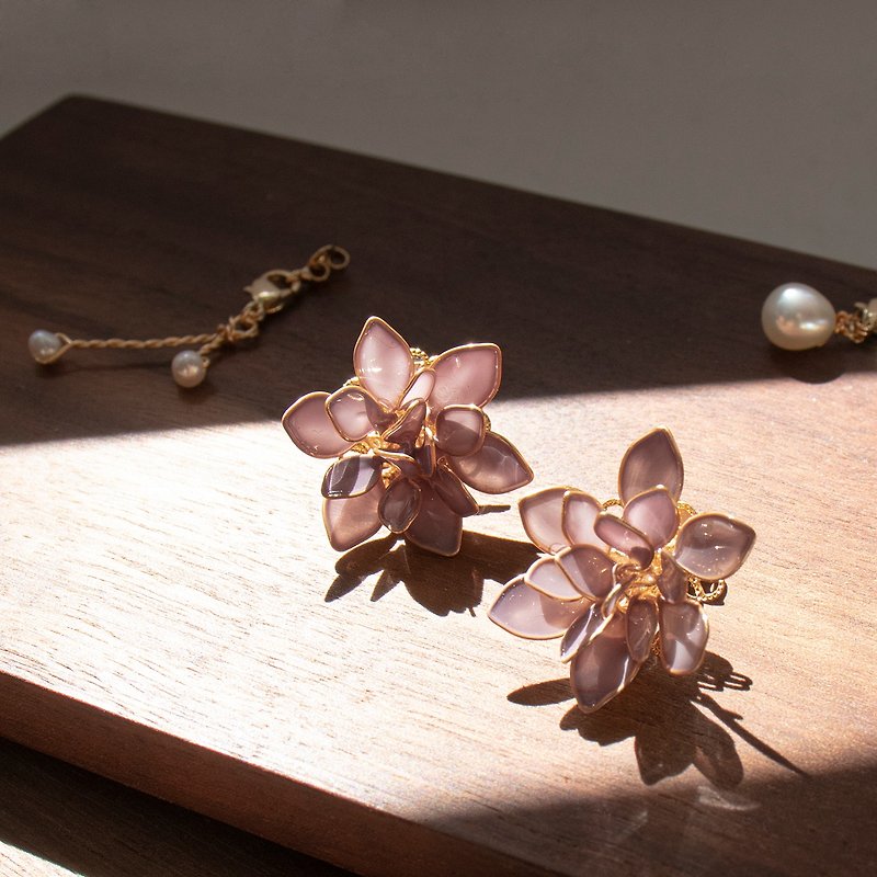 【FRENCH LILAC】 VERA HIGGINS。Pearl Earrings - Earrings & Clip-ons - Resin Purple