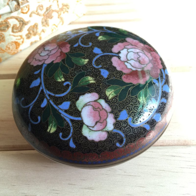 Rare collection peony flower cloisonne cloisonné enamel box decoration collection - อื่นๆ - วัตถุเคลือบ 