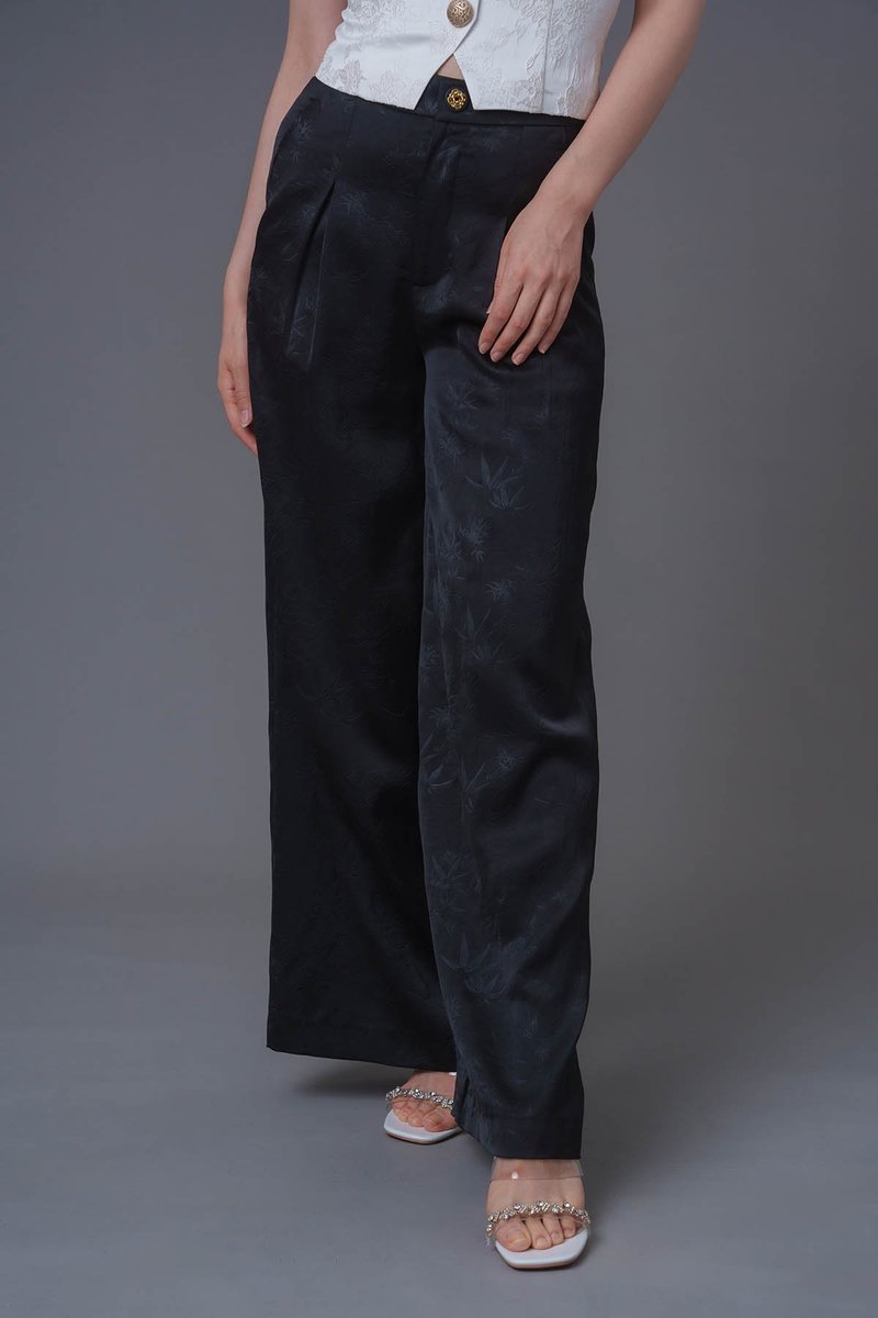 Wide Leg Bamboo Pants (Black) - Women's Pants - Other Materials Black