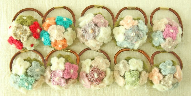 Color "flower candy" hair ring winter wool knit series - Hair Accessories - Paper Multicolor