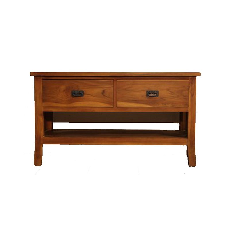 [Jidi City 100% teak furniture] RPTV009A open two-drawer storage TV cabinet storage cabinet - เฟอร์นิเจอร์อื่น ๆ - ไม้ สีนำ้ตาล