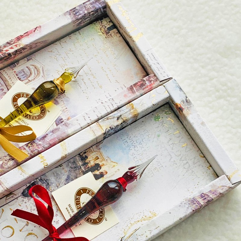 義大利 Rubinato 手寫情緣之守候玻璃沾水筆禮盒 Because of you - 墨水筆/沾水筆 - 玻璃 多色