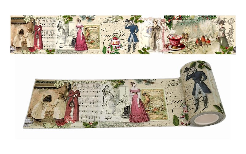 Jane Austen (Christmas at Pemberly) Extra Wide washi Tape. 10 metres long - Washi Tape - Paper Multicolor