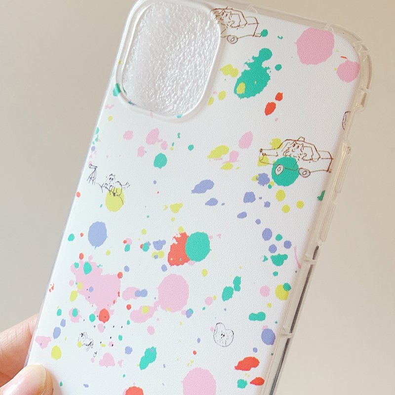 阿波的愛 白底彩點 質感印花 手機殼 iphone 13 - 手機殼/手機套 - 橡膠 白色