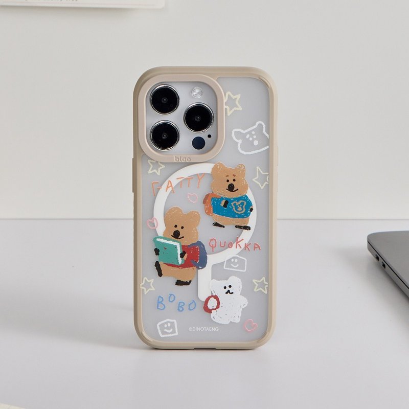 DINOTAENG校園-童趣塗鴉風極光霧透MagSafe iPhone手機殼 - 手機殼/手機套 - 塑膠 多色