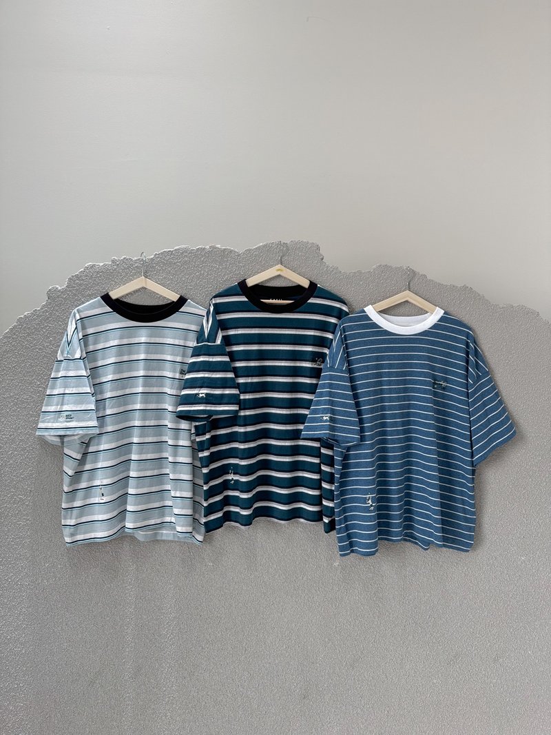 Urban Over Tee Stripe - Racket Club - Women's T-Shirts - Cotton & Hemp Blue