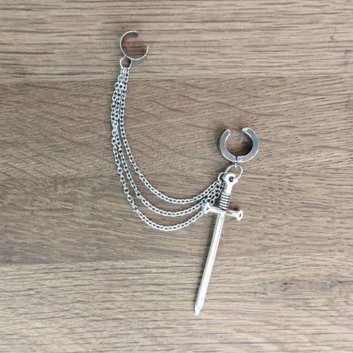 Cyberpunk Jewelry Boutique 長劍耳環雙穿孔。 哥特式匕首耳環。 男士單耳環