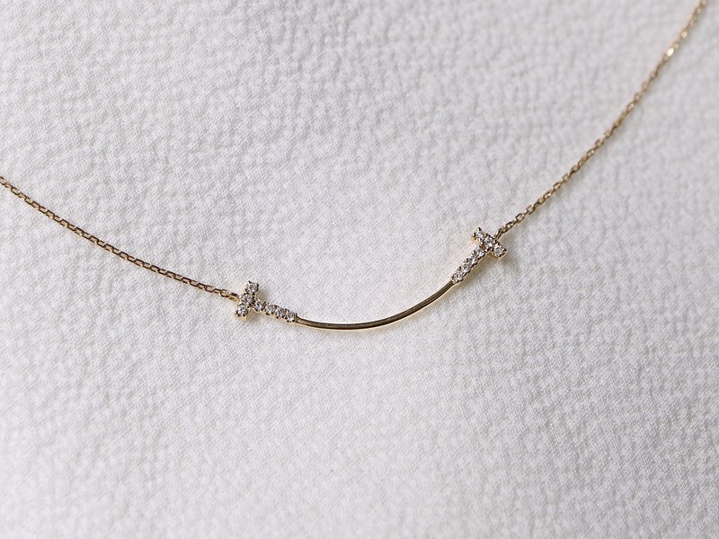 Smile Diamond Necklace - สร้อยคอ - เพชร สีทอง