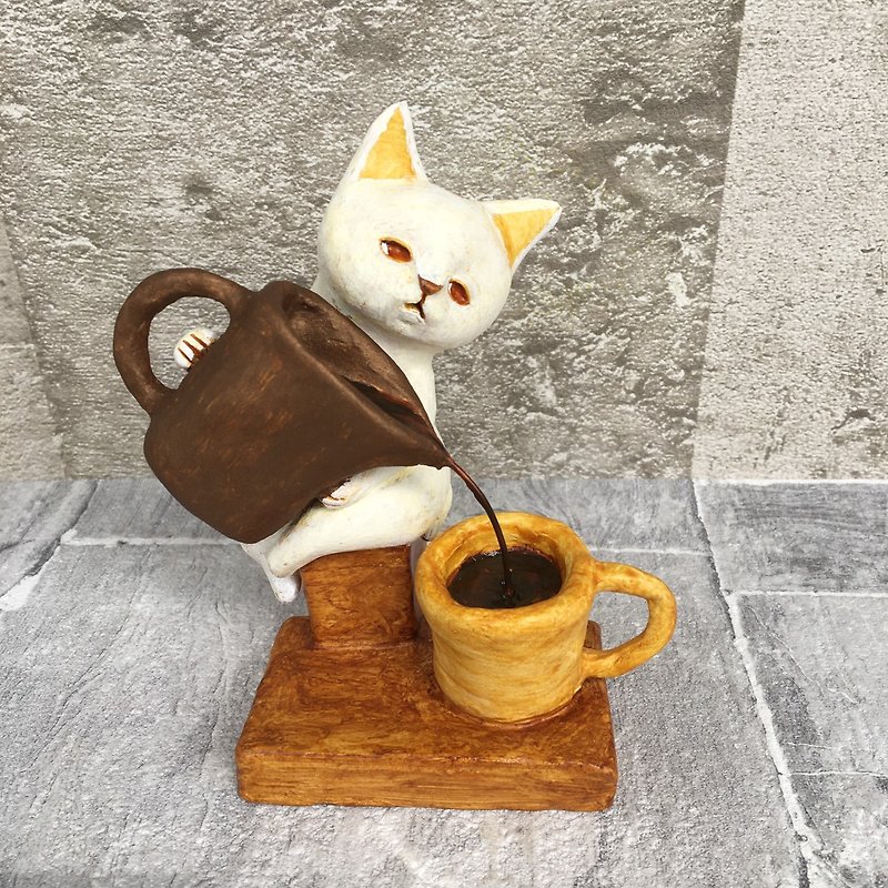 coffee shop cat - Items for Display - Clay Brown