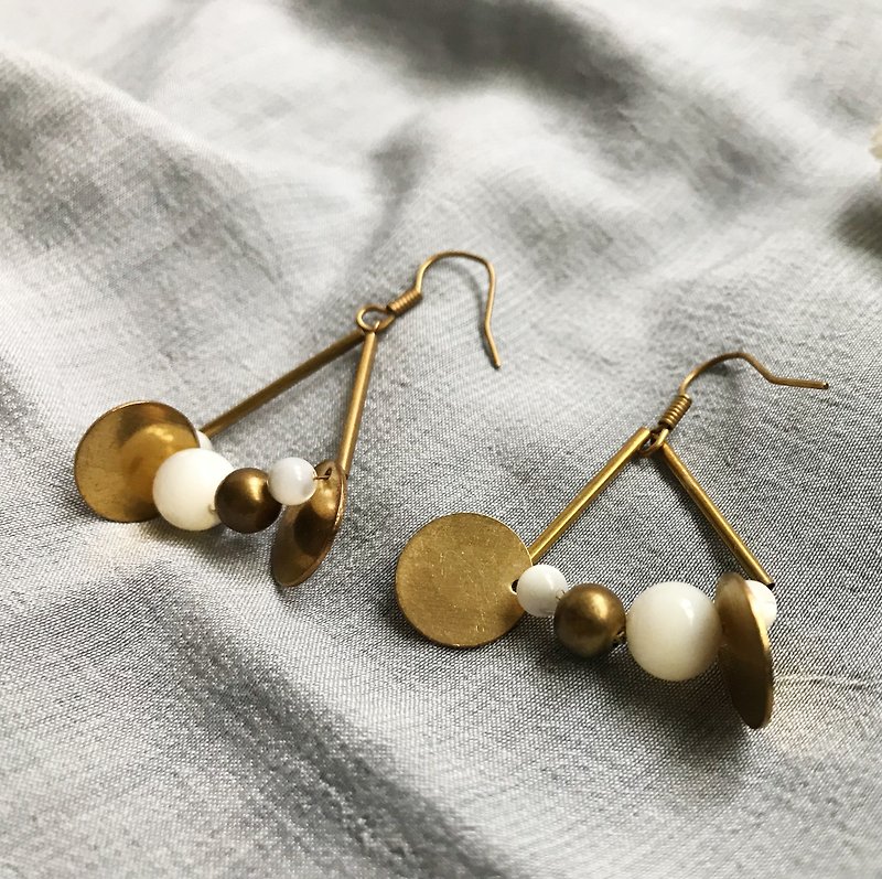Balanced elegant triangular brass earrings - Earrings & Clip-ons - Other Metals Khaki
