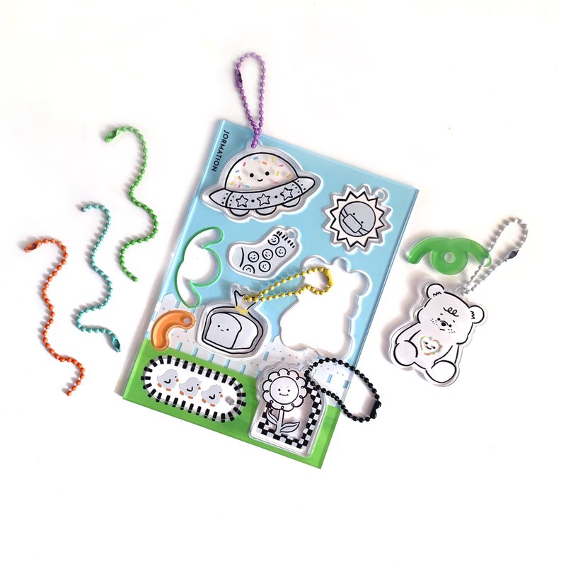Acrylic Keychains DIY Kit (Black White Ver.) - 鑰匙圈/鑰匙包 - 壓克力 