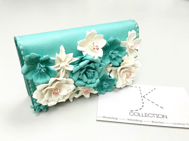 Version gorgeous green lake leather box cherry Card - แฟ้ม - หนังแท้ 