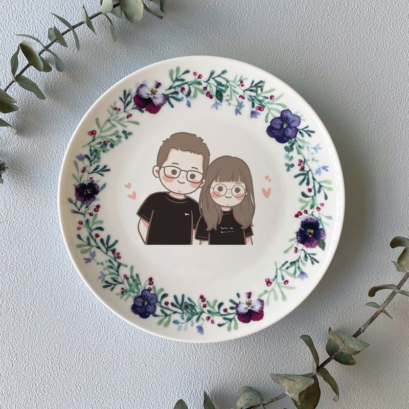 Customized color-painted wreath plate sweet color series-Sweet Time - Plates & Trays - Porcelain 