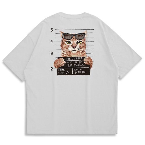 Creeps Store 【CREEPS-STORE】Cat Prisoner #1 寬鬆重磅印花T恤 210g
