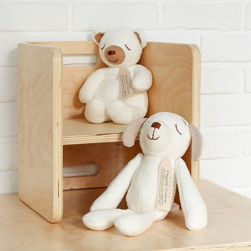 【kontex】Japanese organic cotton comfort doll bear/doll dog - Kids' Toys - Cotton & Hemp White