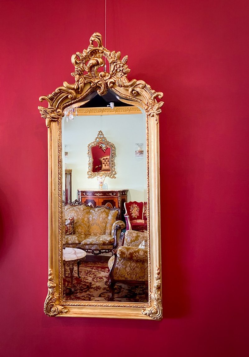 French Versailles style long hanging mirror - Other Furniture - Wood Gold