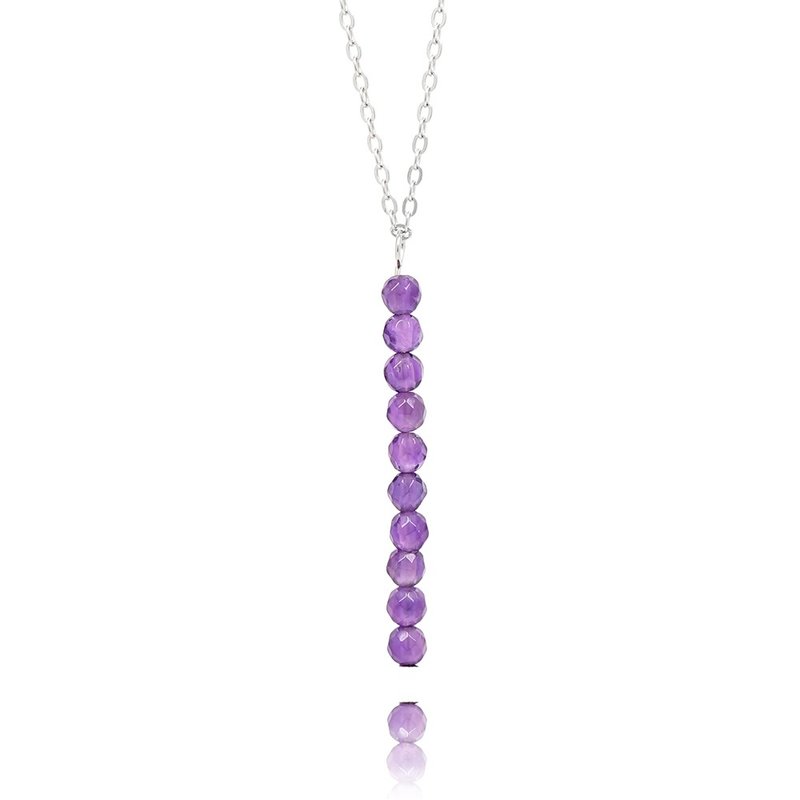 Amethyst 3mm Necklace - สร้อยคอ - เครื่องประดับพลอย หลากหลายสี