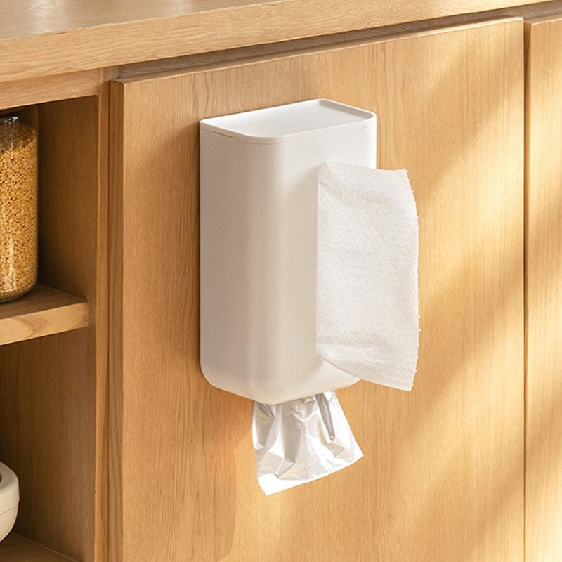 Lazy Corner Wall Mounted Removable Two-way Dual-purpose Tissue Box (With Cover) - Storage - Plastic White