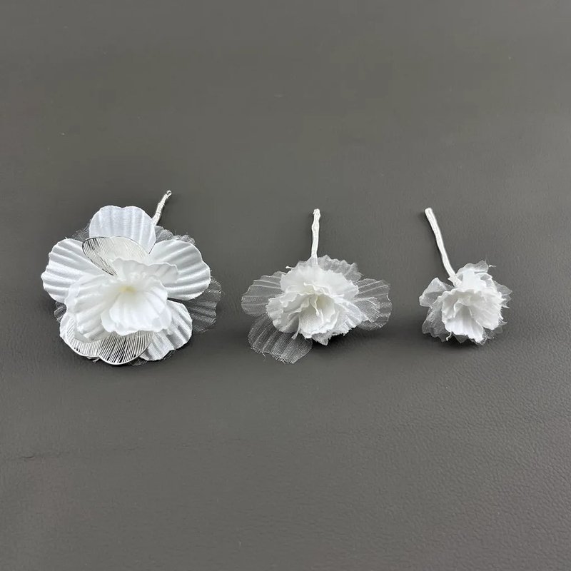 Reliable 可靠特殊銀片透實交織三支髮飾組 - 髮夾/髮圈 - 其他材質 白色